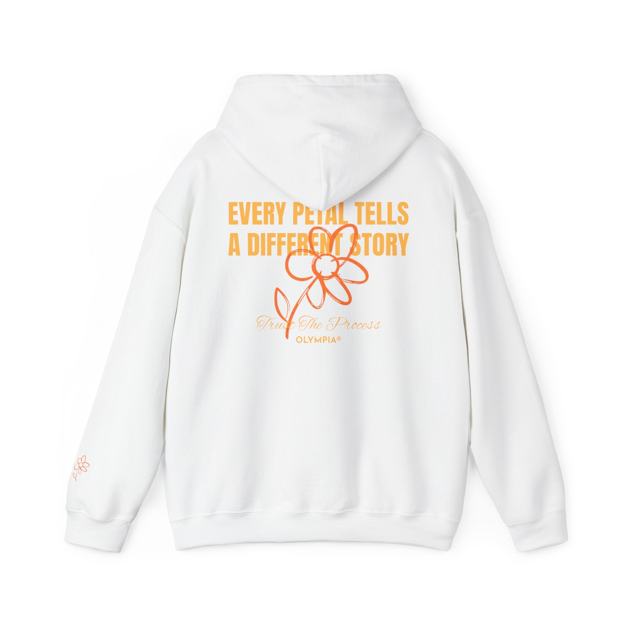 Red/White Heavy Hoodie "Every Petal Tells A Different Story"