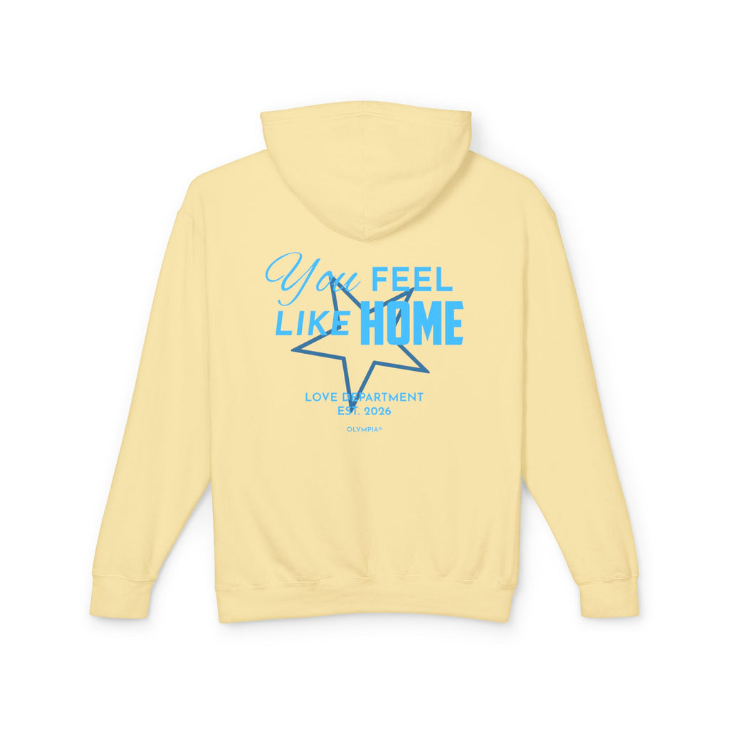 Yellow Lightweight Hoodie "You Feel Like Home"