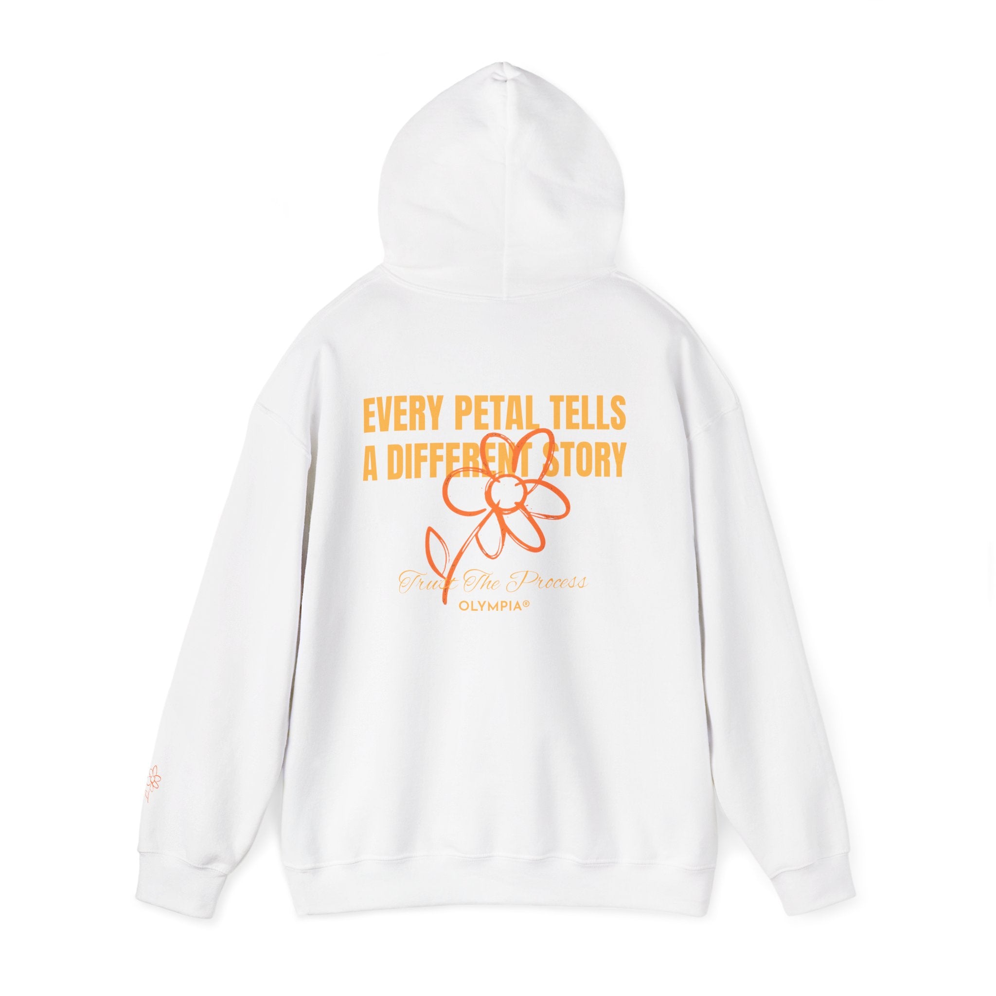 Red/White Heavy Hoodie "Every Petal Tells A Different Story"