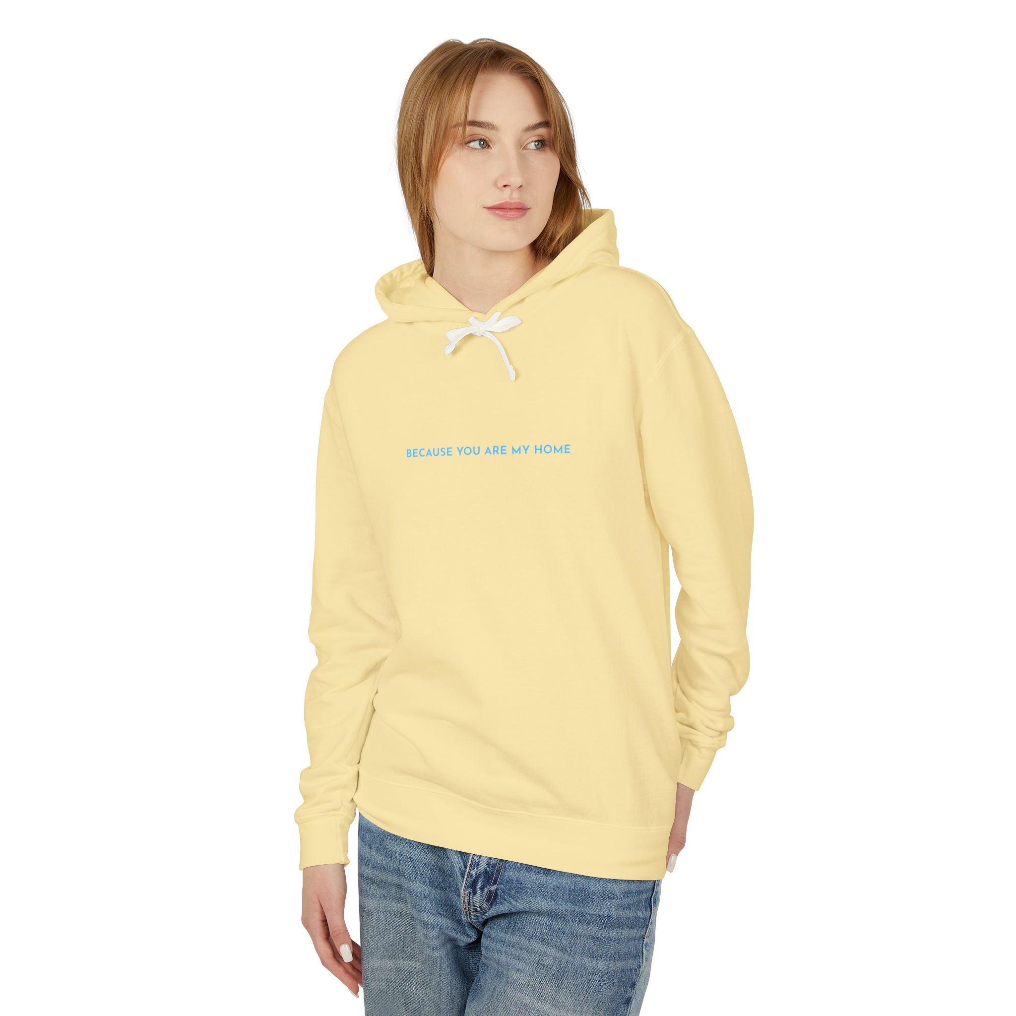 Yellow Lightweight Hoodie "You Feel Like Home"