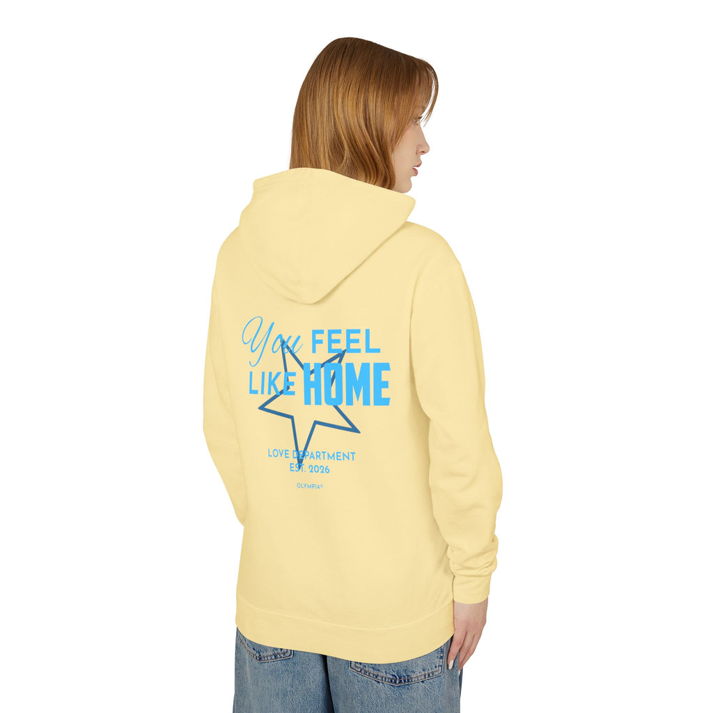 Yellow Lightweight Hoodie "You Feel Like Home"